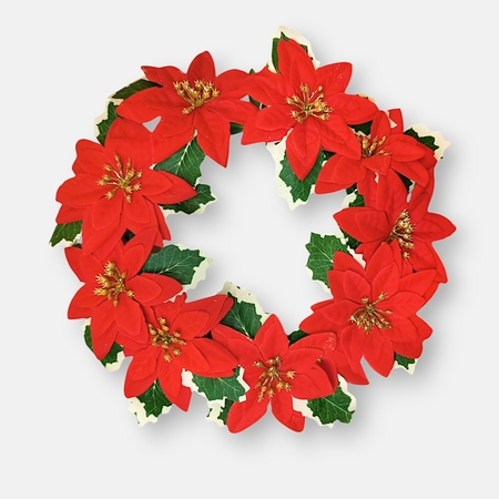 Poinsettia and holly wreath